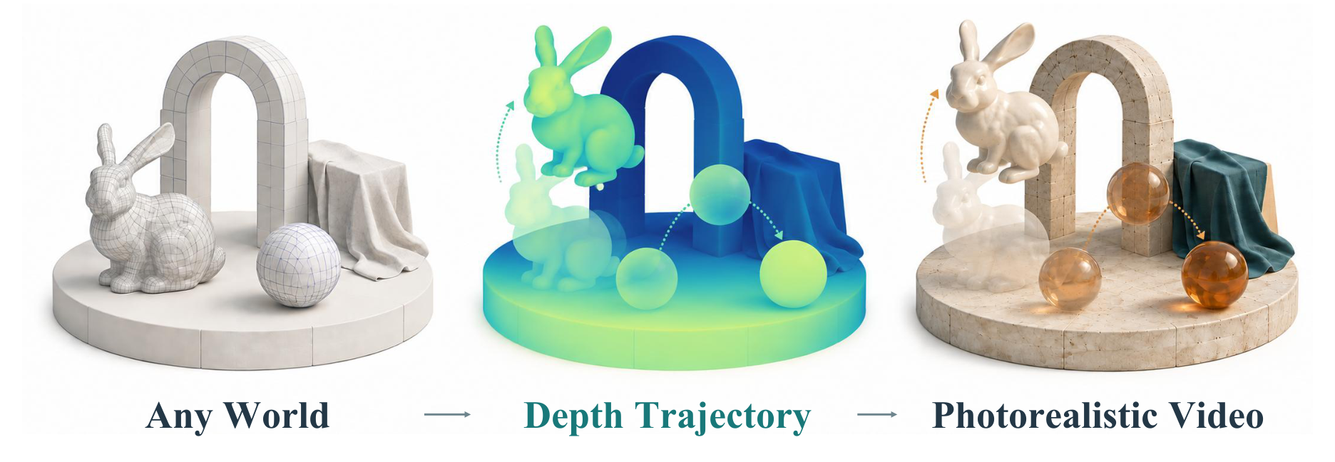 UniWorld Figure 1: Any World, Depth Trajectory, Photorealistic Video